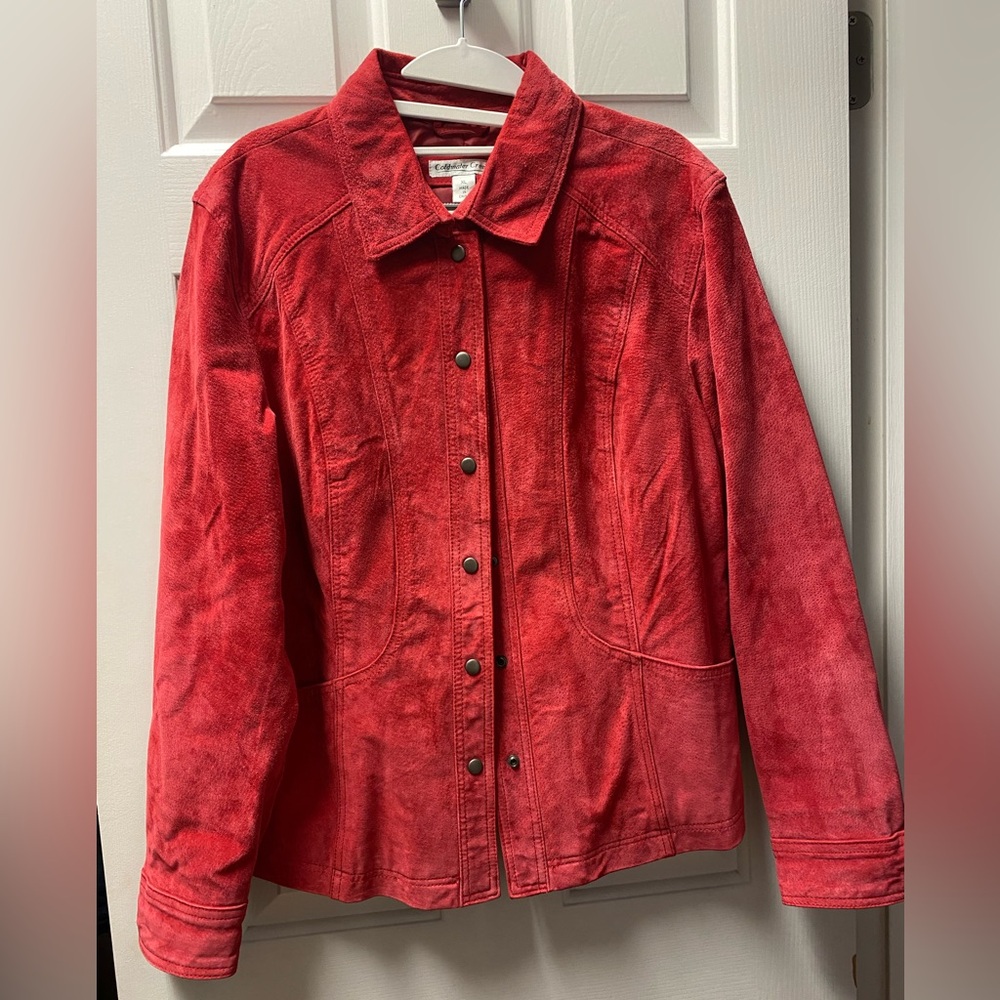 Red Genuine Suede Jacket, Women’s XL